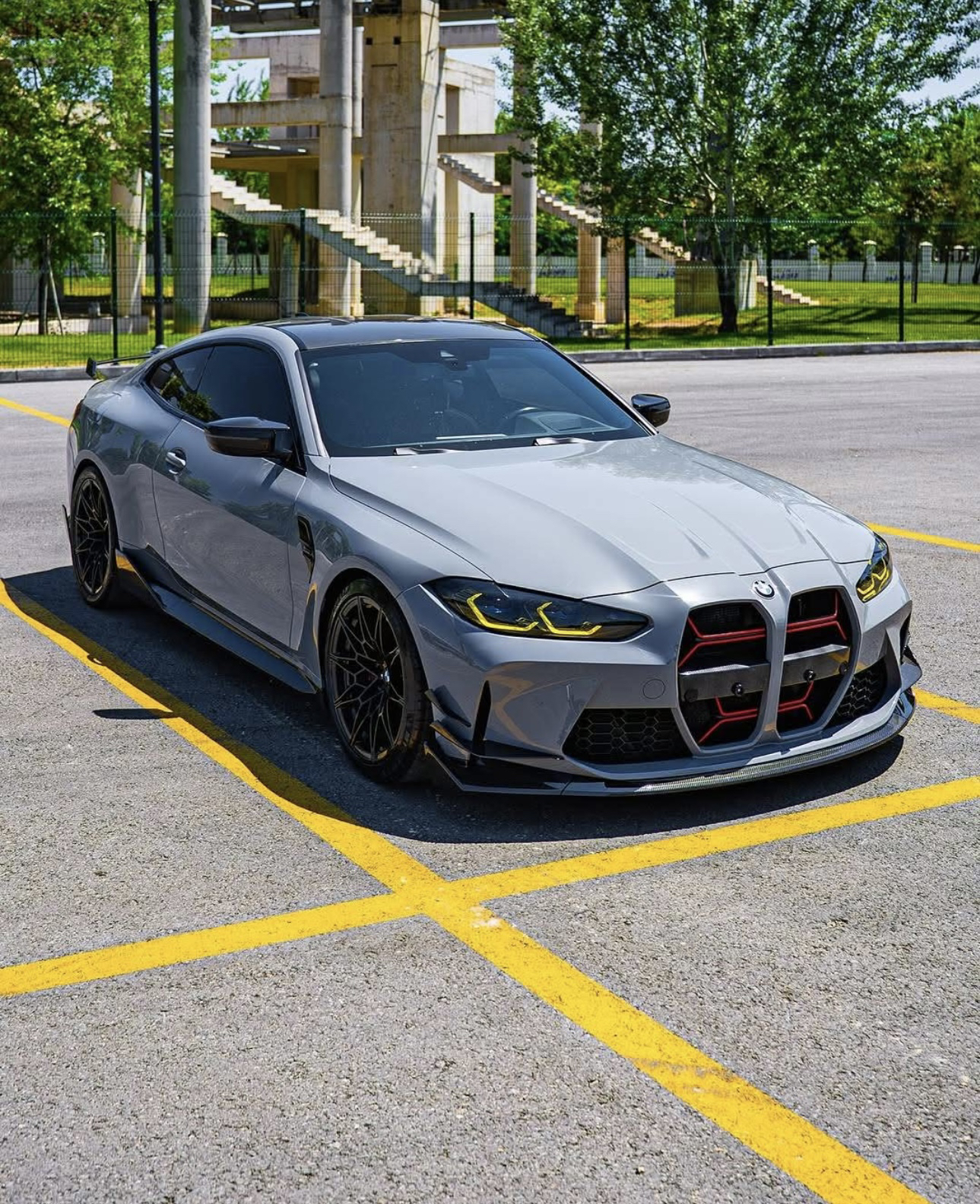 Grey BMW M4 sports car after detailing